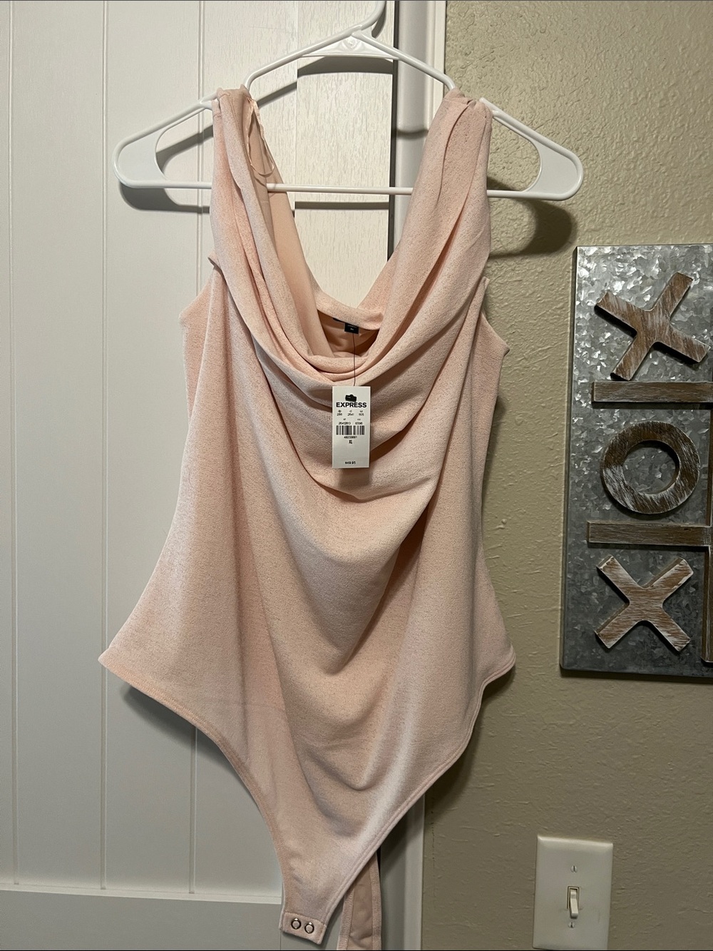 NWT Express Blush Pink Cowl Neck Draped Bodysuit